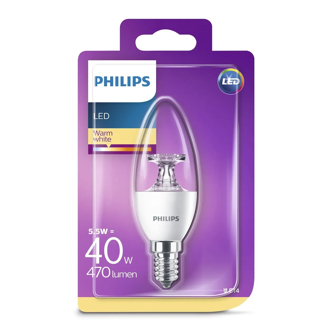 Philips LED lamp E14 5,5W 470Lm kaars helder