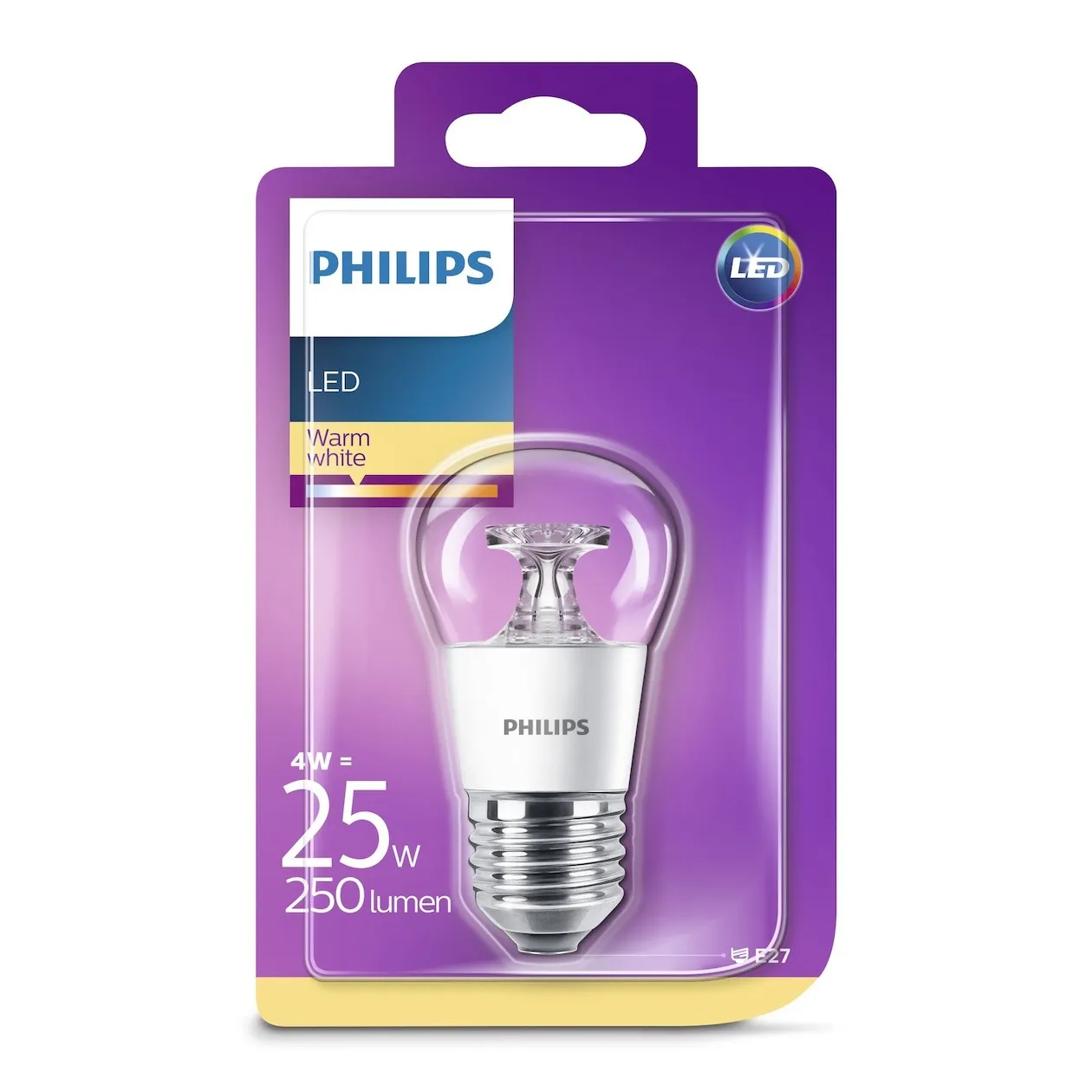 Philips LED lamp E27 4W 250Lm kogel helder