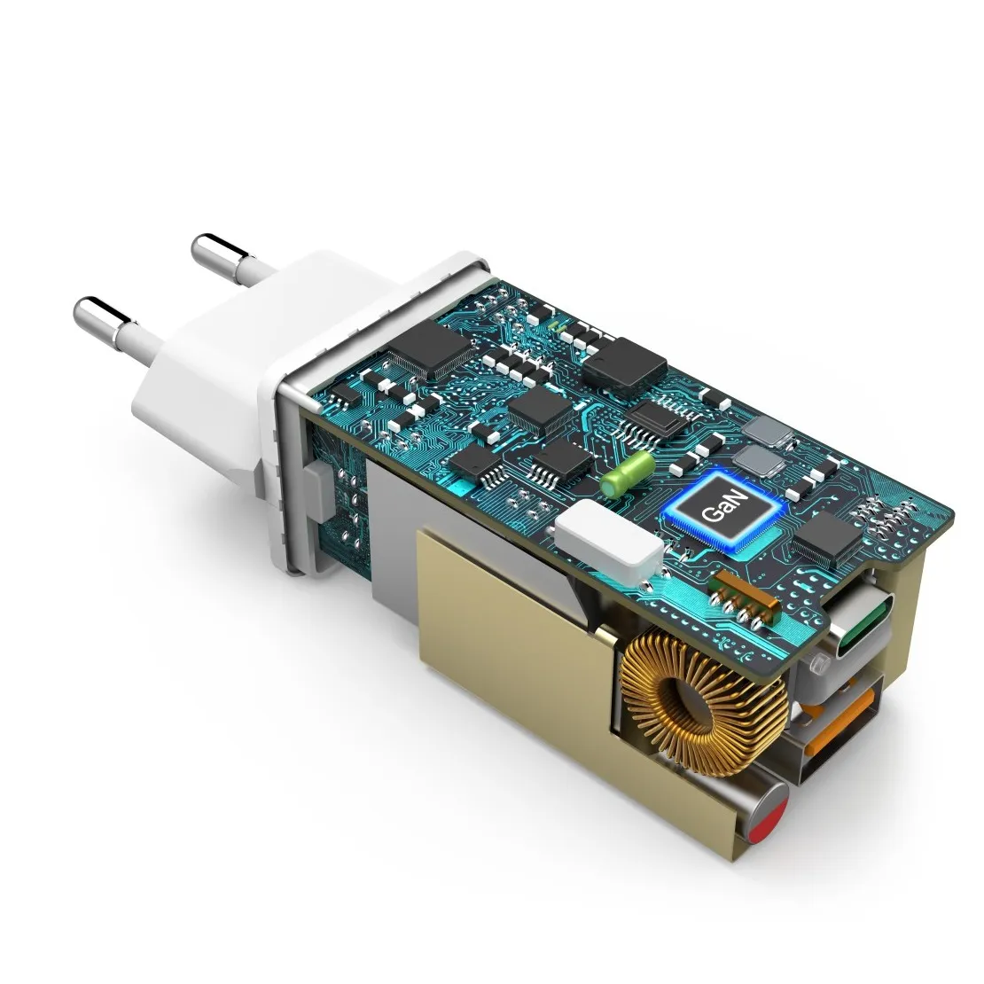 Hama Snellader, GaN, 1x USB-C PD, 1x USB-A QC, mini-oplader, 65 W Wit