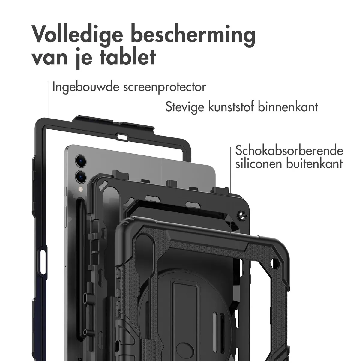 Accezz Rugged Backcover met schouderstrap Samsung Galaxy Tab S9 Plus Zwart