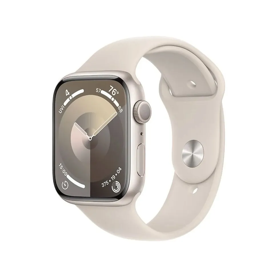 Apple Watch Series 9 45mm Starlight Aluminium Sportband M/L Sterrenlicht