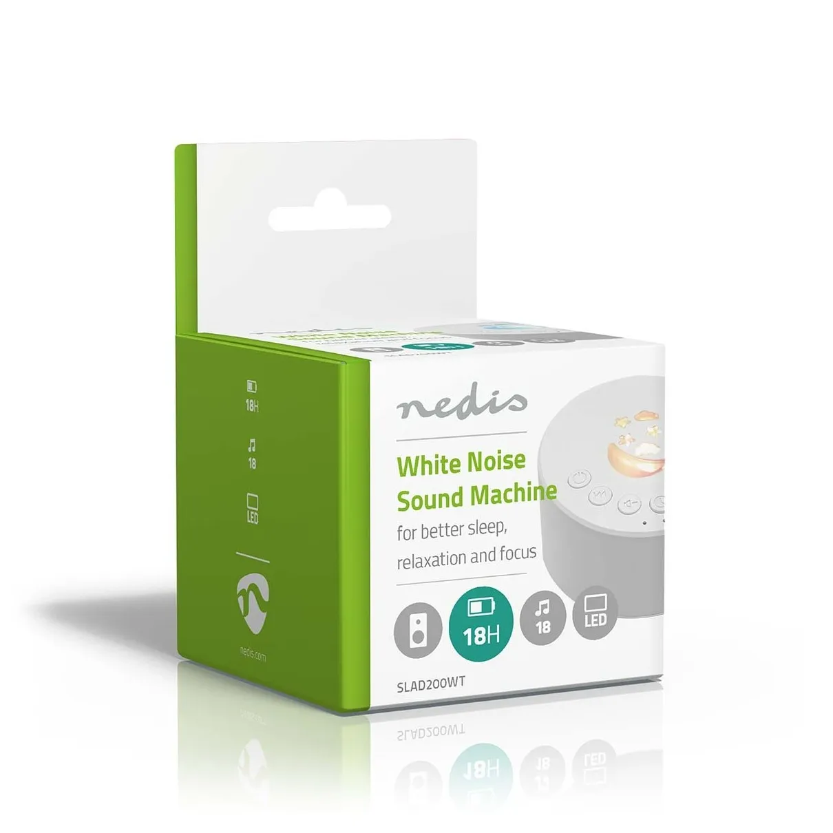 Nedis White Noise Machine | 18 Sound Options | 1 W | Maximale batterijduur: 18 uur | Dimbaar Licht | Tijds