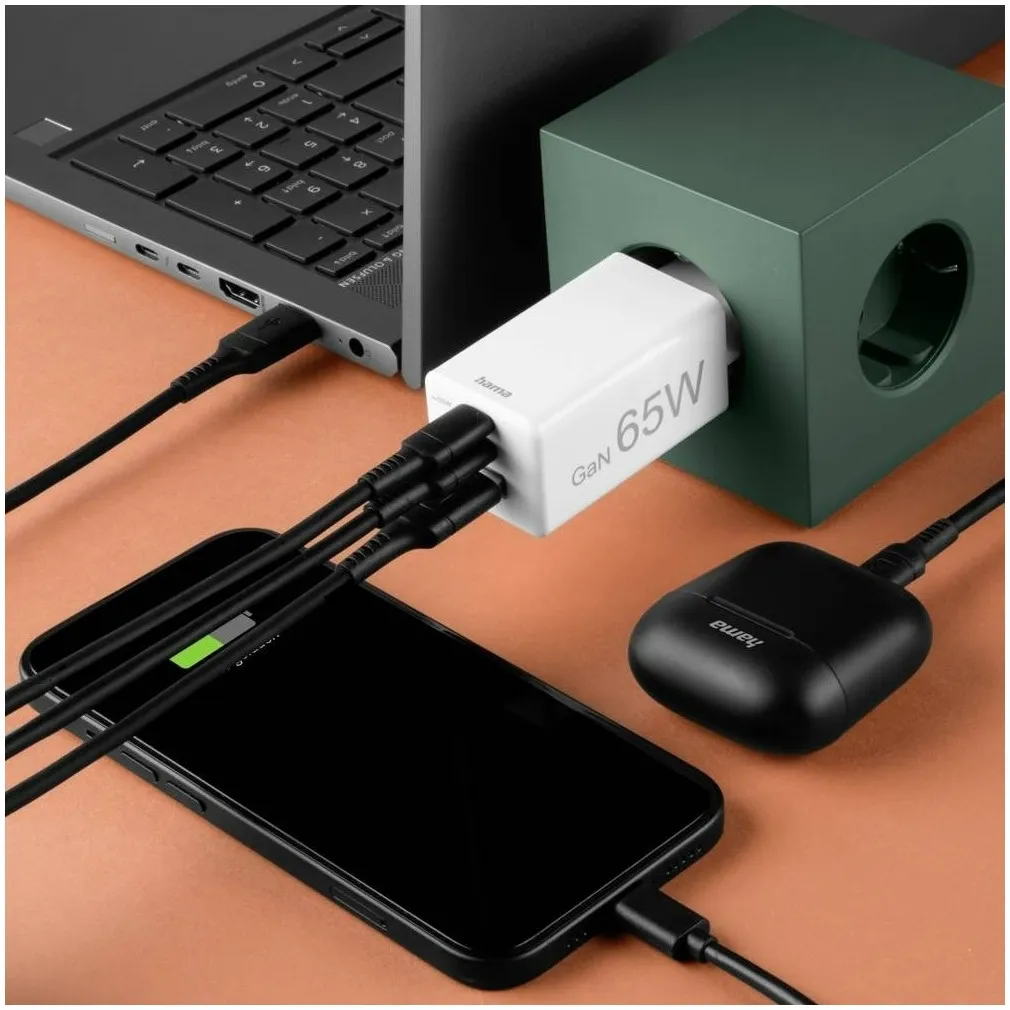 Hama Fast Charger 2x USB-C PD 1x USB-A QC Mini-Charger 65 W Wit