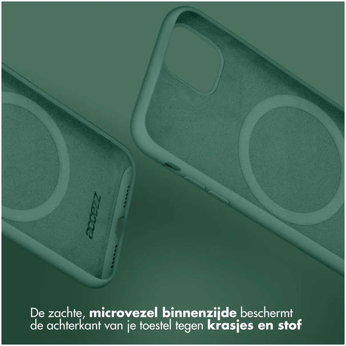 Accezz Liquid Silicone Backcover met MagSafe iPhone 15 Plus Donkergroen