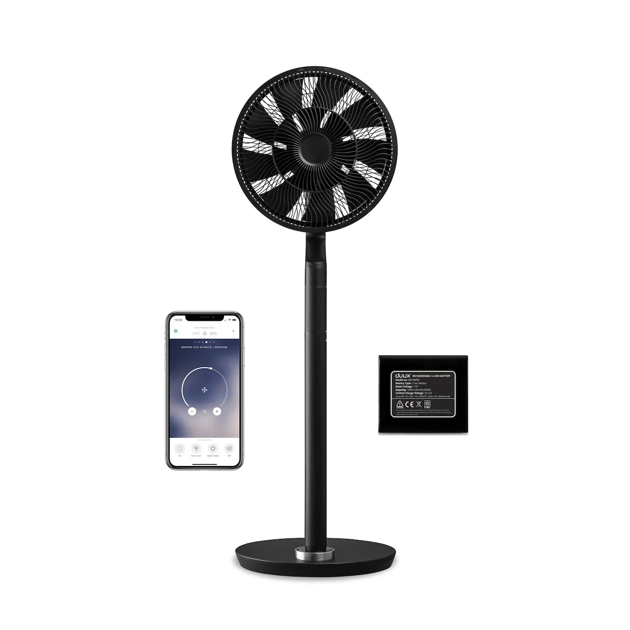 Duux DXCF14 Whisper Flex Ultimate Fan incl. Battery Pack Zwart