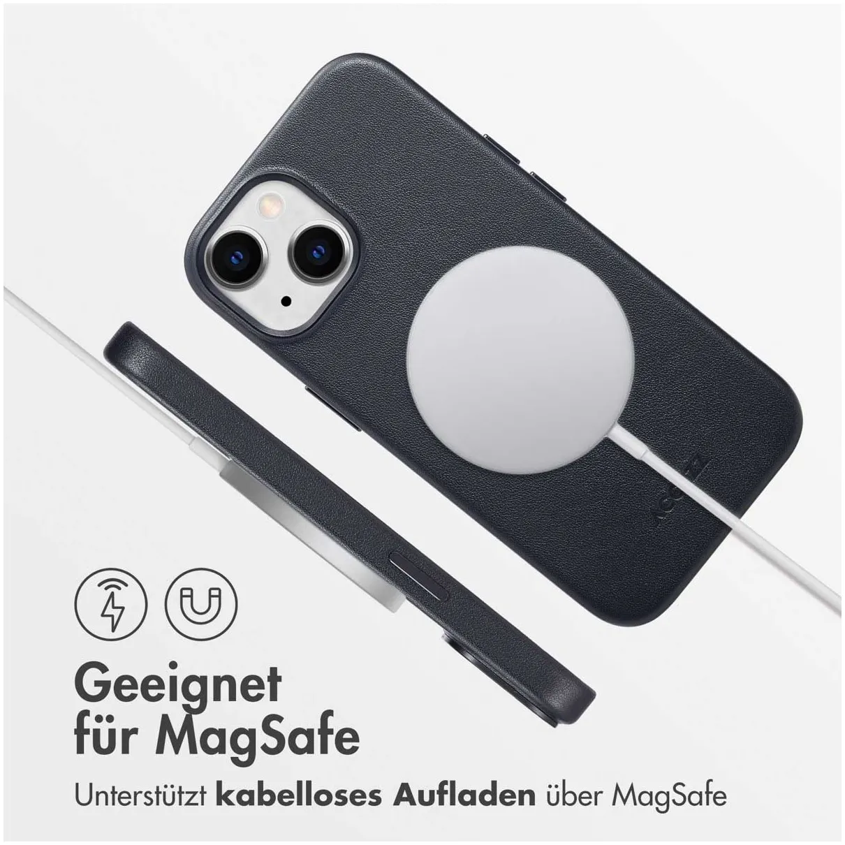 Accezz MagSafe Leather Backcover iPhone 15 Zwart