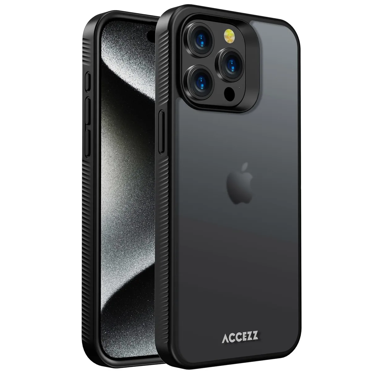 Accezz Rugged Frosted Backcover iPhone 15 Pro Max Zwart