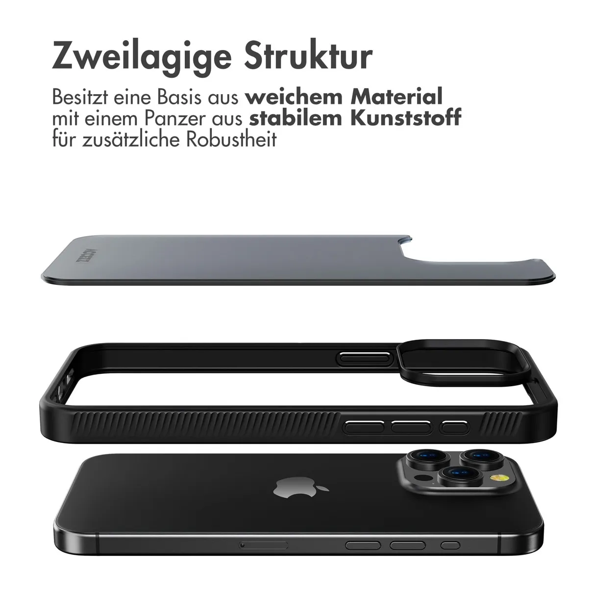 Accezz Rugged Frosted Backcover iPhone 15 Pro Max Zwart
