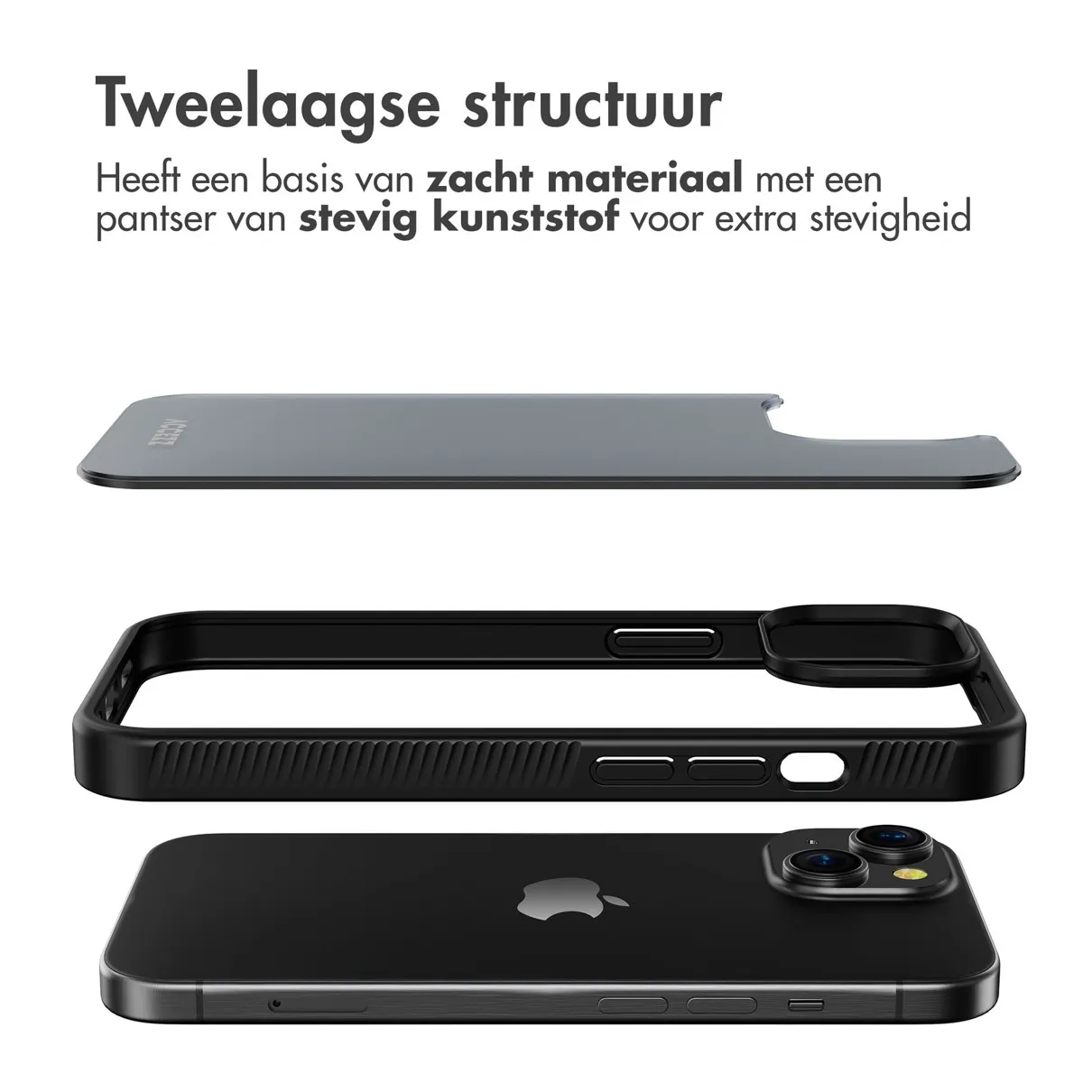 Accezz Rugged Frosted Backcover iPhone 15 Zwart