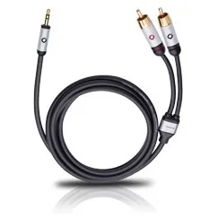 Oehlbach Mobiele audiokabel, 3,5 mm jack naar cinch lengte 1,5 meter Zwart