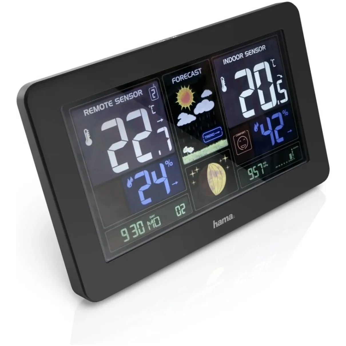 Hama Weerstation Premium, met led-kleurendisplay en USB-oplaadfunctie