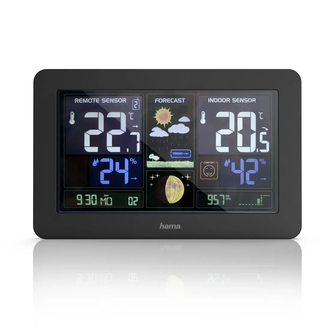 Hama Weerstation Premium, met led-kleurendisplay en USB-oplaadfunctie