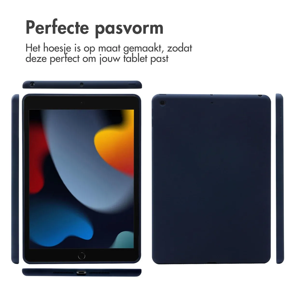 Accezz Liquid Silicone Backcover iPad 9 (2021) 10.2 inch/iPad 8 (2020) 10.2 inch/iPad 7 (2019) 10.2 inch Donkerblauw