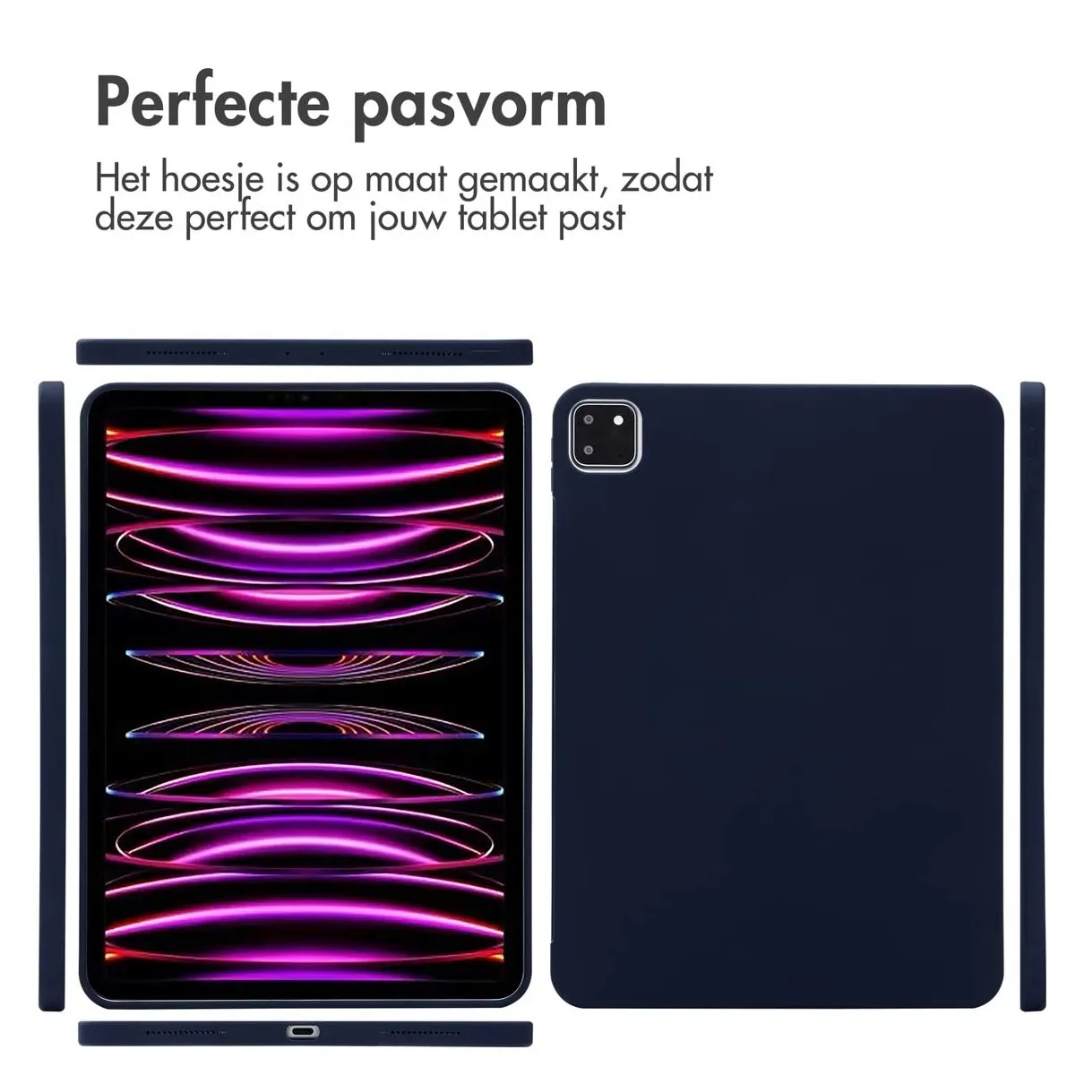 Accezz Liquid Silicone Backcover met penhouder iPad Pro 11 (2018 - 2022) Donkerblauw