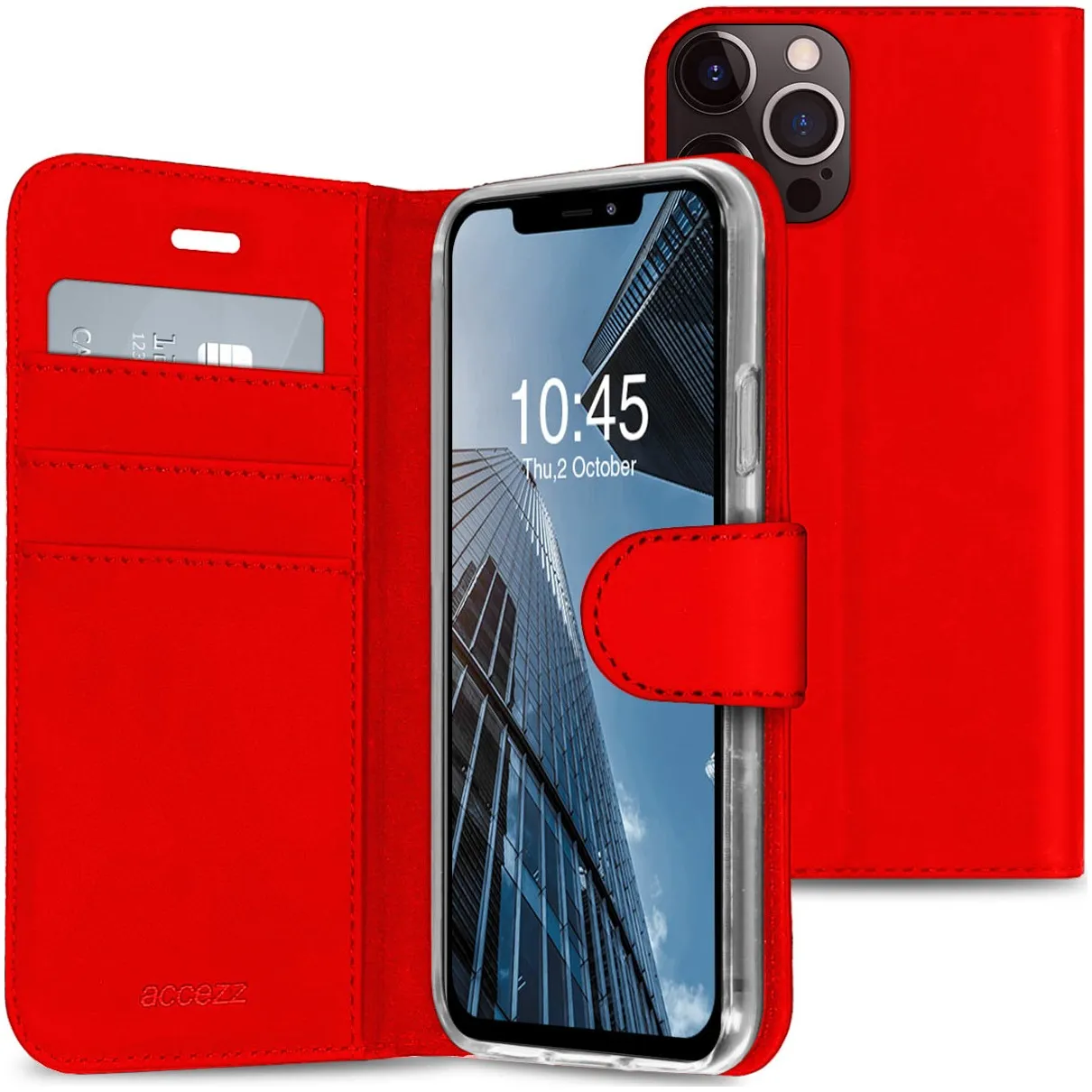 Accezz Wallet Softcase Bookcase iPhone 13 Pro Rood