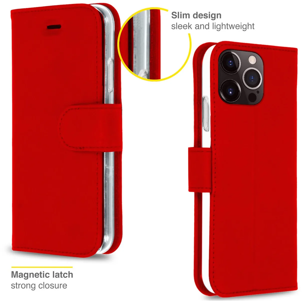 Accezz Wallet Softcase Bookcase iPhone 13 Pro Rood