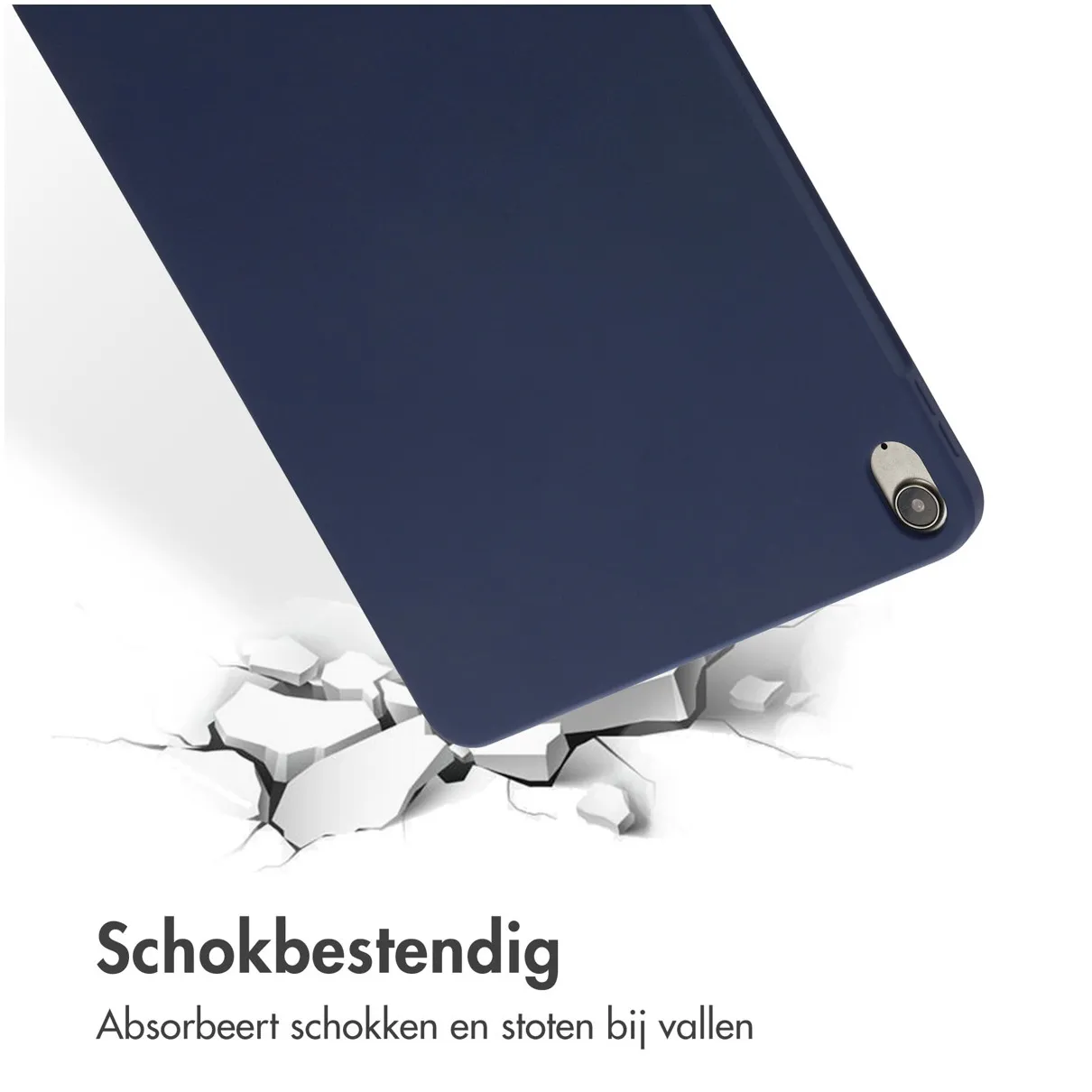 Accezz Liquid Silicone Backcover met penhouder iPad Air 5 (2022) / Air 4 (2020) Donkerblauw