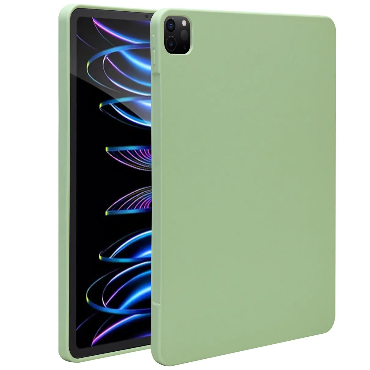 Accezz Liquid Silicone Backcover met penhouder iPad Pro 12.9 (2022) / Pro 12.9 (2021) / Pro 12.9 (2020) Groen