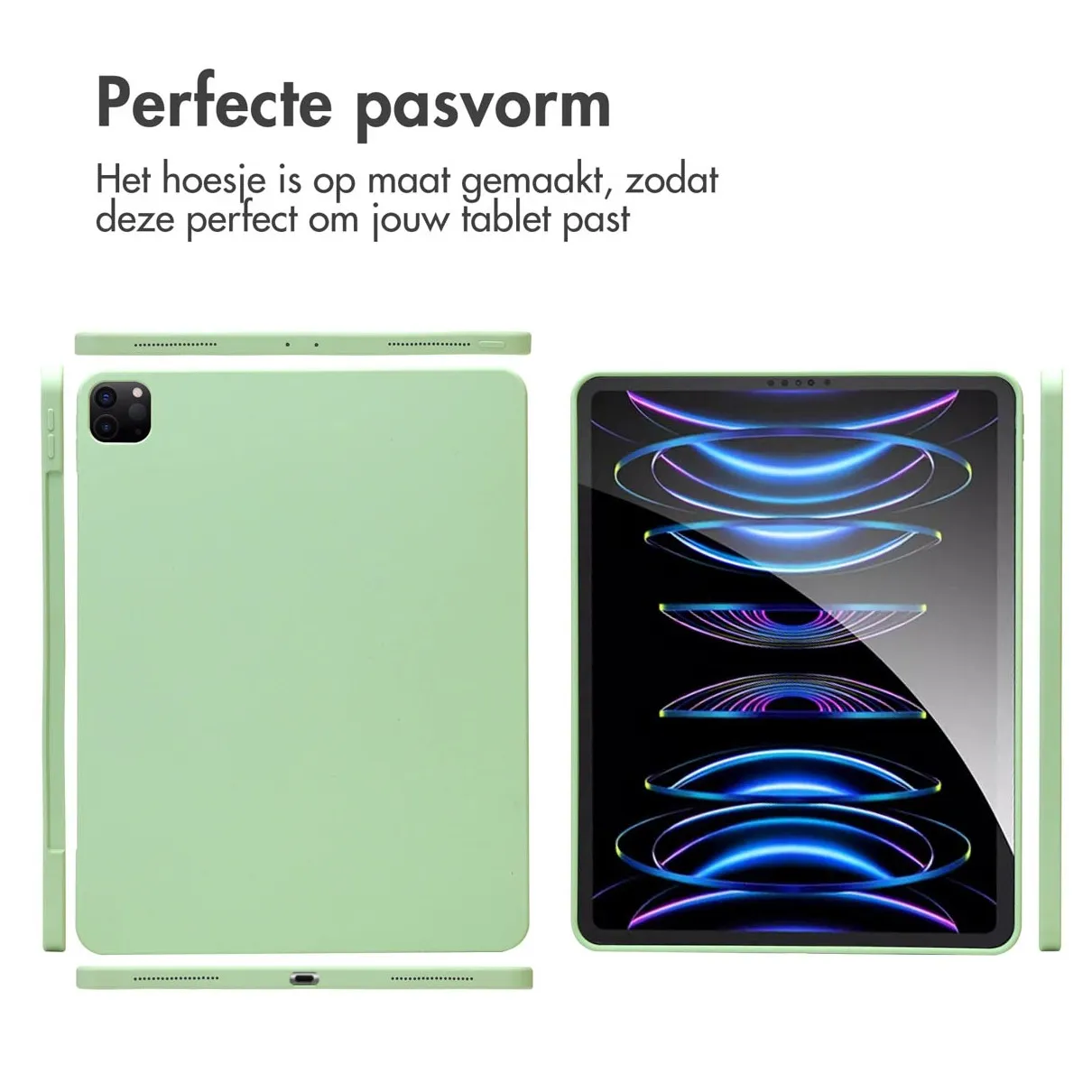 Accezz Liquid Silicone Backcover met penhouder iPad Pro 12.9 (2022) / Pro 12.9 (2021) / Pro 12.9 (2020) Groen