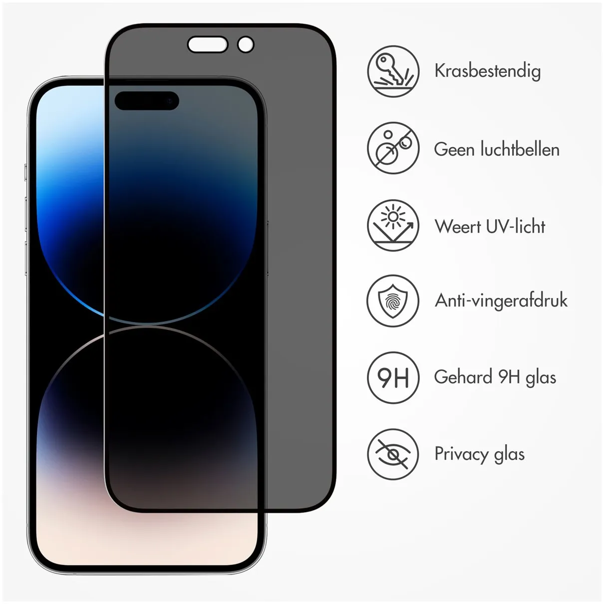 Accezz Gehard Glas Privacy Screenprotector iPhone 14 Pro Transparant