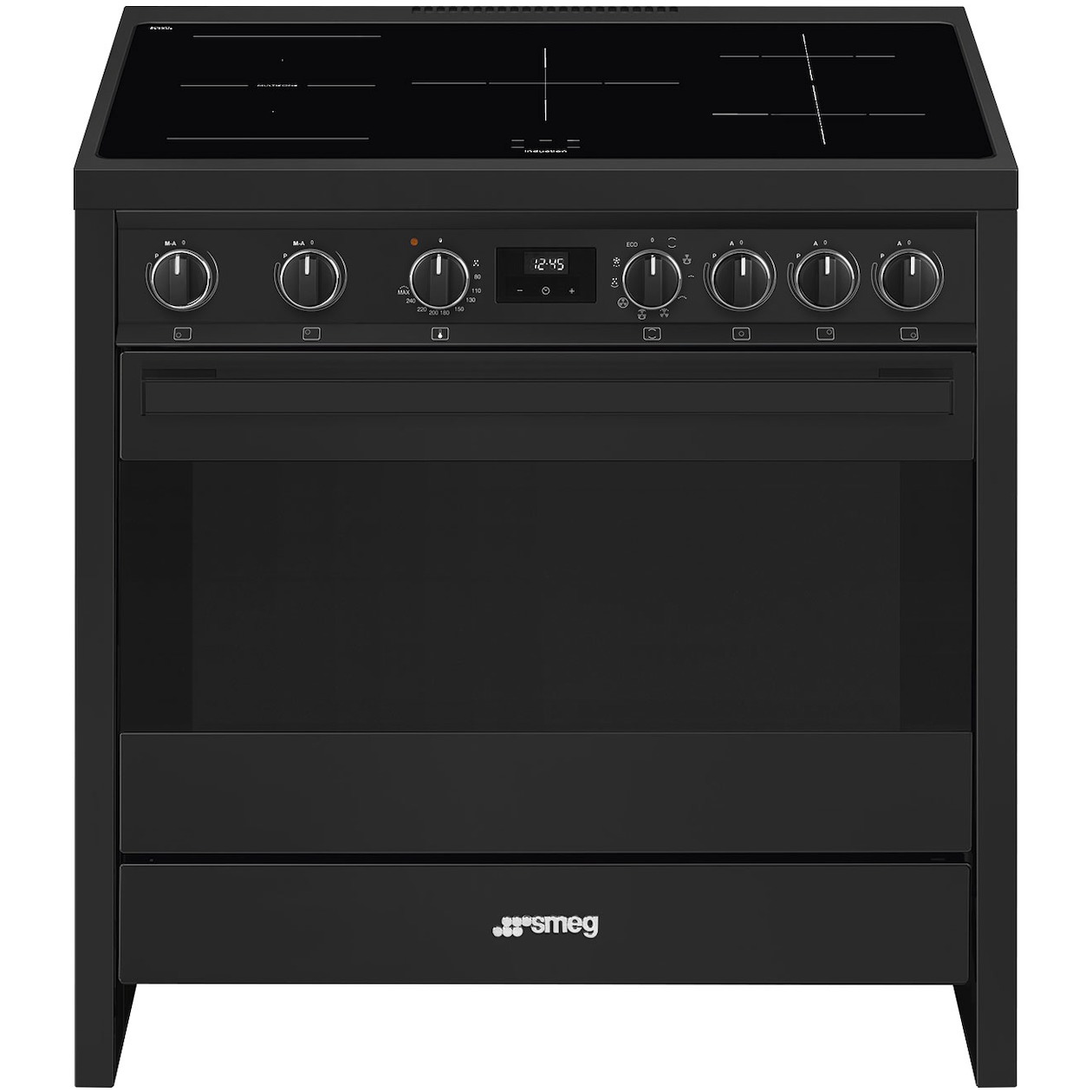 SMEG B95IMAN9 INDUCTIEFORNUIS - 5 Zones - Full Black - antraciet