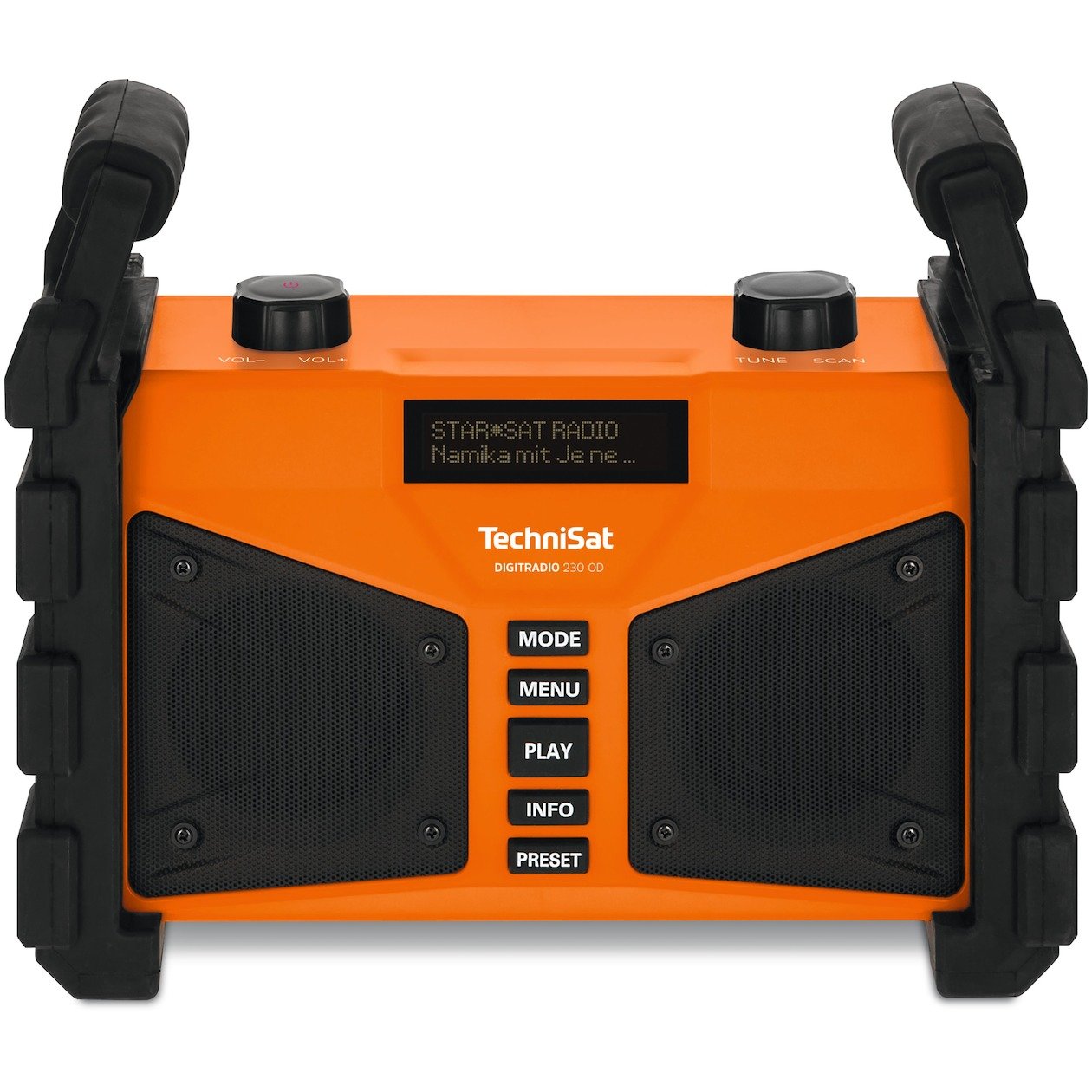 TechniSat Digitradio 230 OD Bouwradio DAB+, FM AUX, Bluetooth, USB Spatwaterbestendig, Stofdicht, Herlaadbaar Oranje