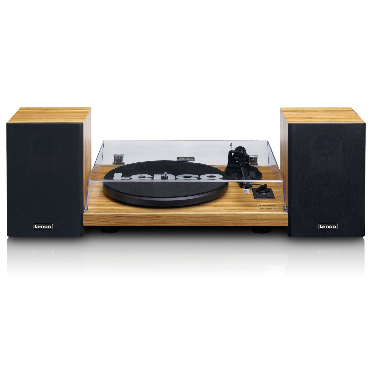 Lenco LS-500OK - Platenspeler met ingebouwde versterker en Bluetooth plus 2 externe speakers - Hout